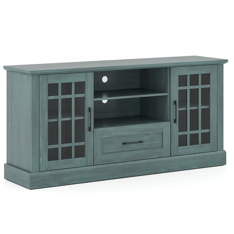TV Stand for TVs up to 70 with Glass Doors Cubbies and Drawer by DirectDeals