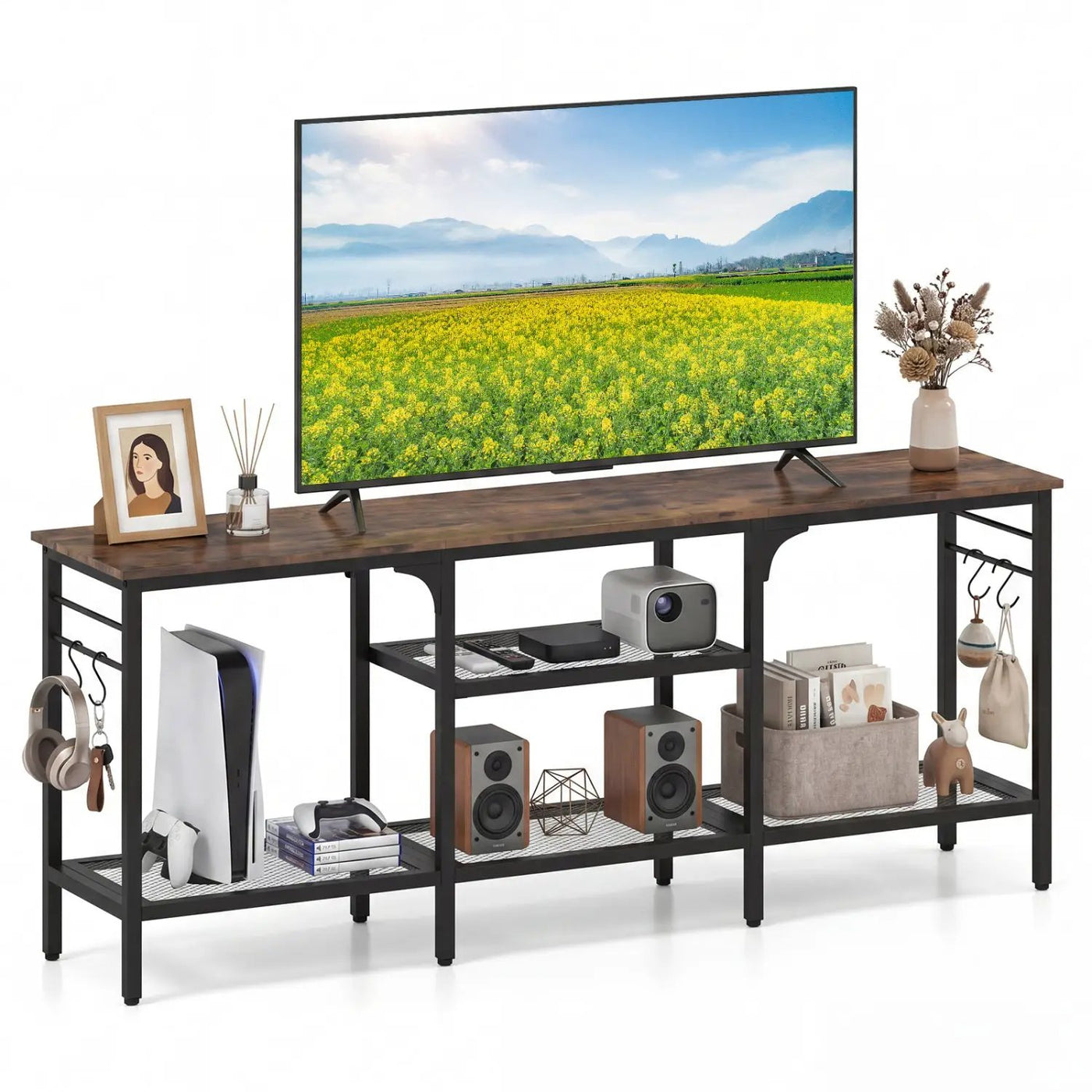 TV Stand for TVs up to 65 Inch with 3-Tier Open Shelves by DirectDeals