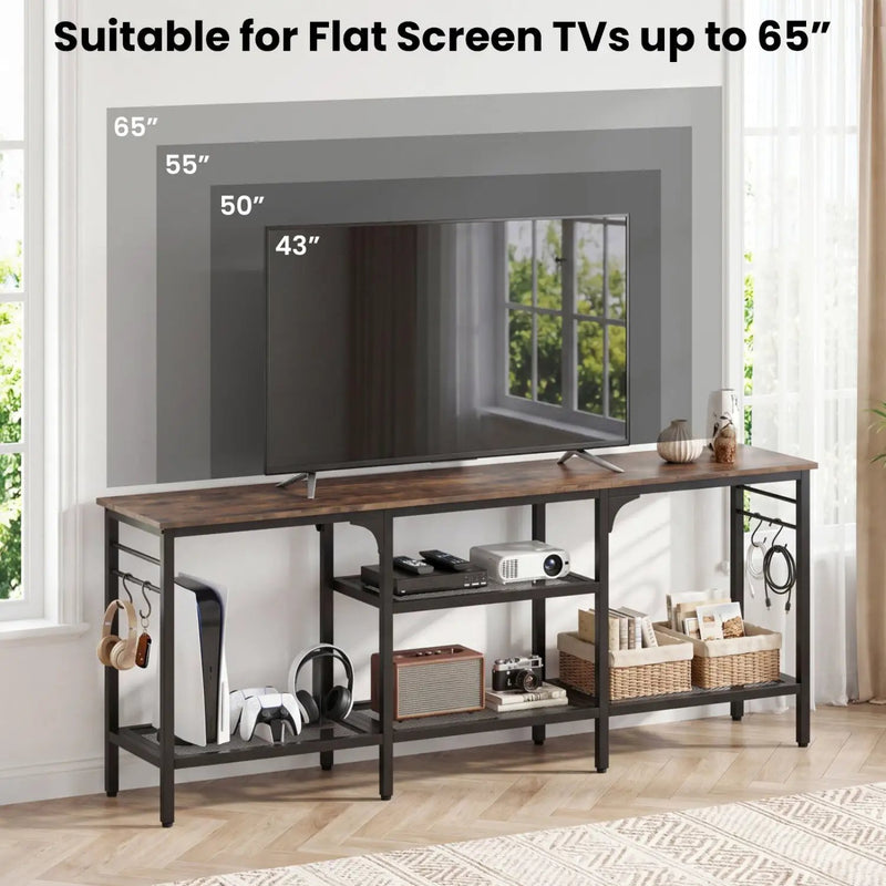 TV Stand for TVs up to 65 Inch with 3-Tier Open Shelves by DirectDeals