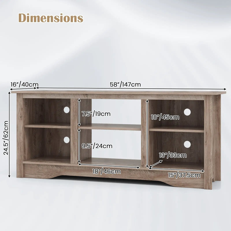 TV Stand for up to 65 Inch Flat Screen TVs with Adjustable Shelves for 18 Inch Electric Fireplace (Not Included) by DirectDeals