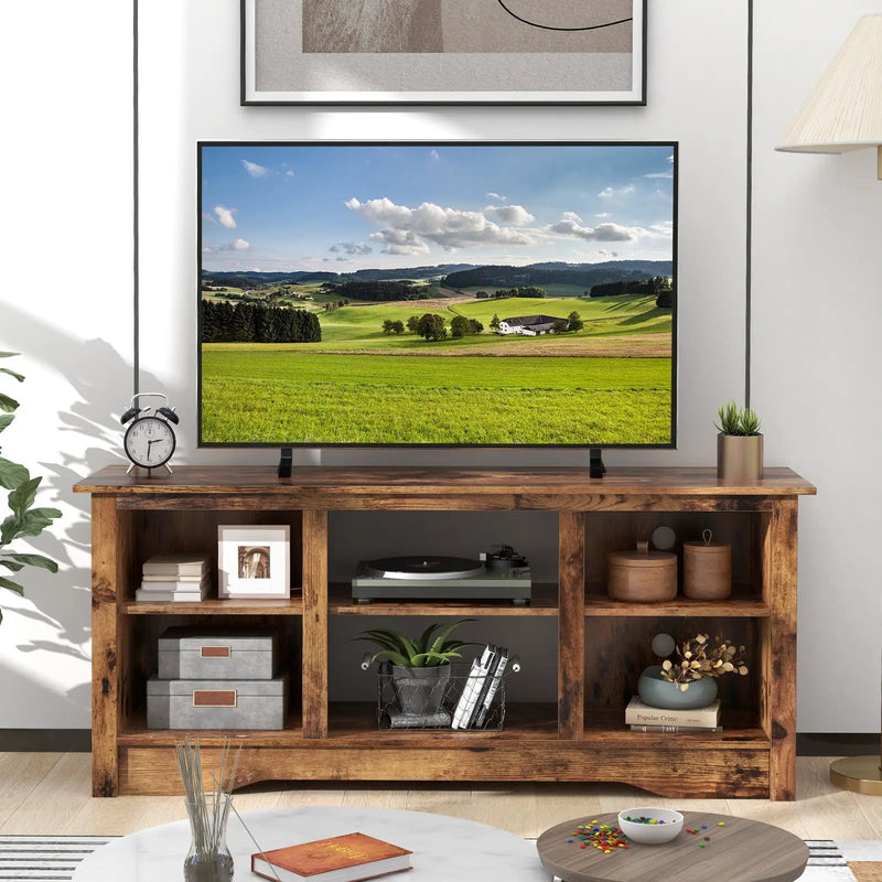 TV Stand for up to 65 Inch Flat Screen TVs with Adjustable Shelves for 18 Inch Electric Fireplace (Not Included) by DirectDeals