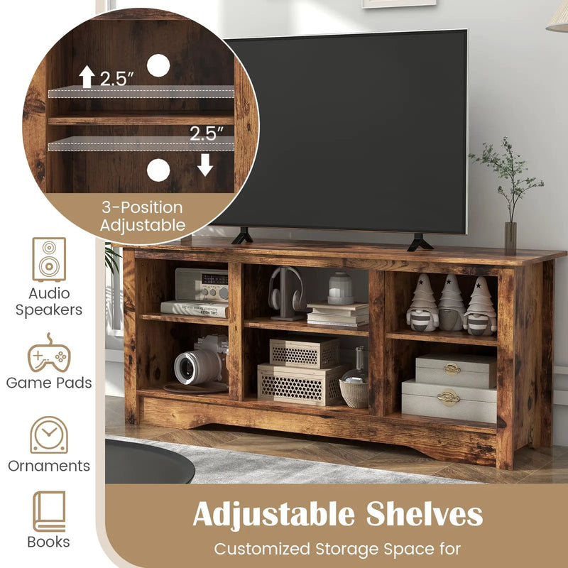 TV Stand for up to 65 Inch Flat Screen TVs with Adjustable Shelves for 18 Inch Electric Fireplace (Not Included) by DirectDeals