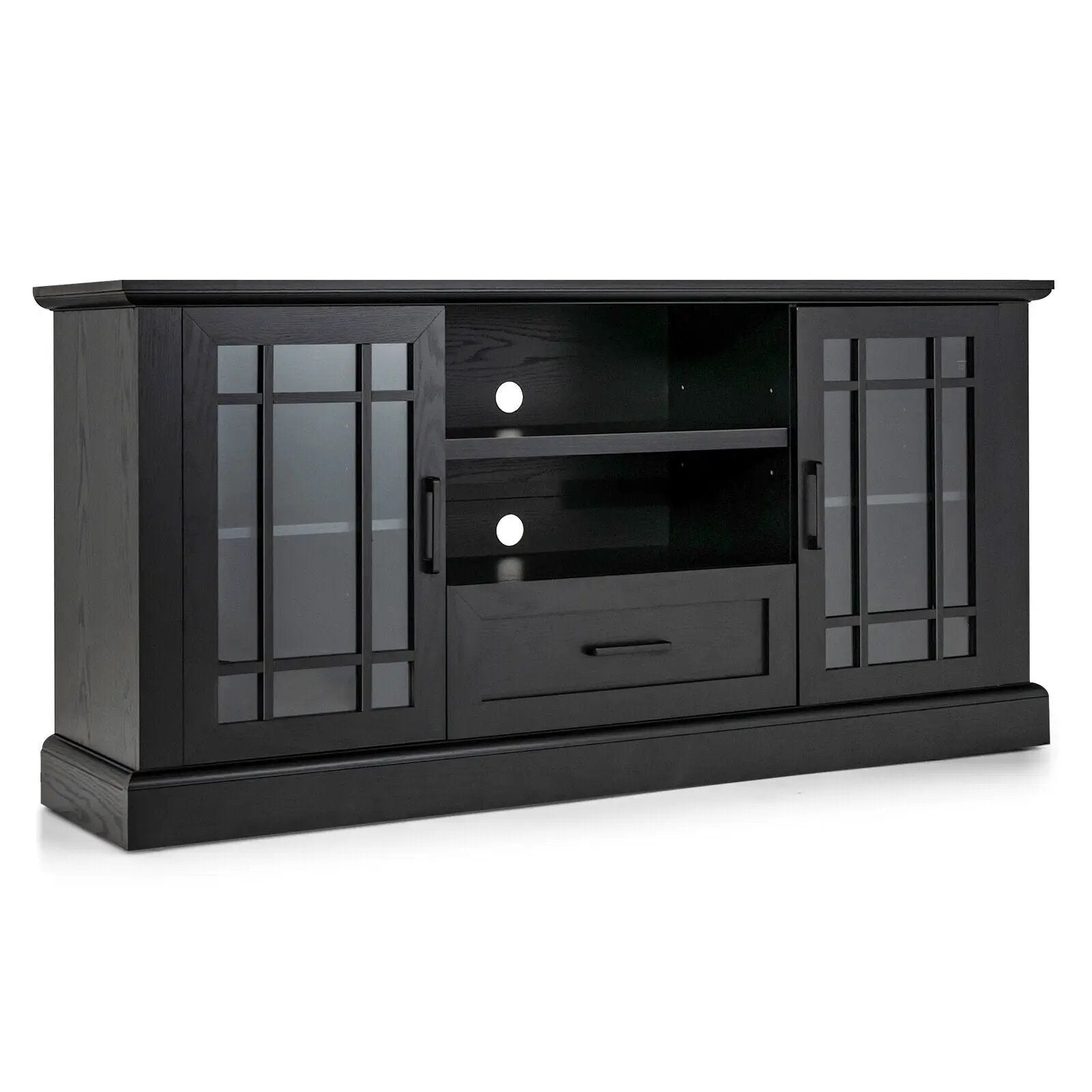 TV Stand for TVs up to 70 with Glass Doors Cubbies and Drawer by DirectDeals
