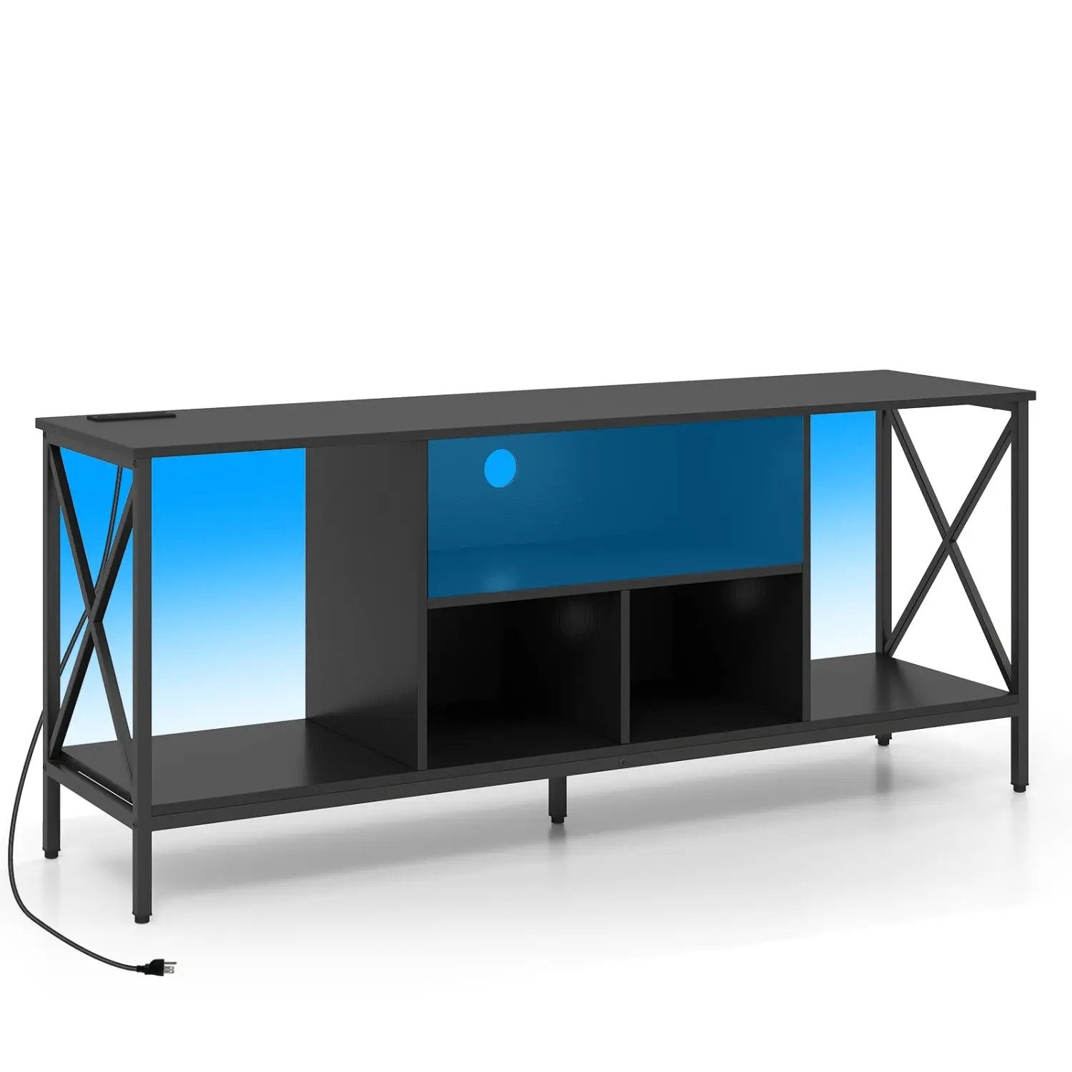 TV Stand with LED Lights for 65 Inch TV Entertainment Center with Power Outlets by DirectDeals