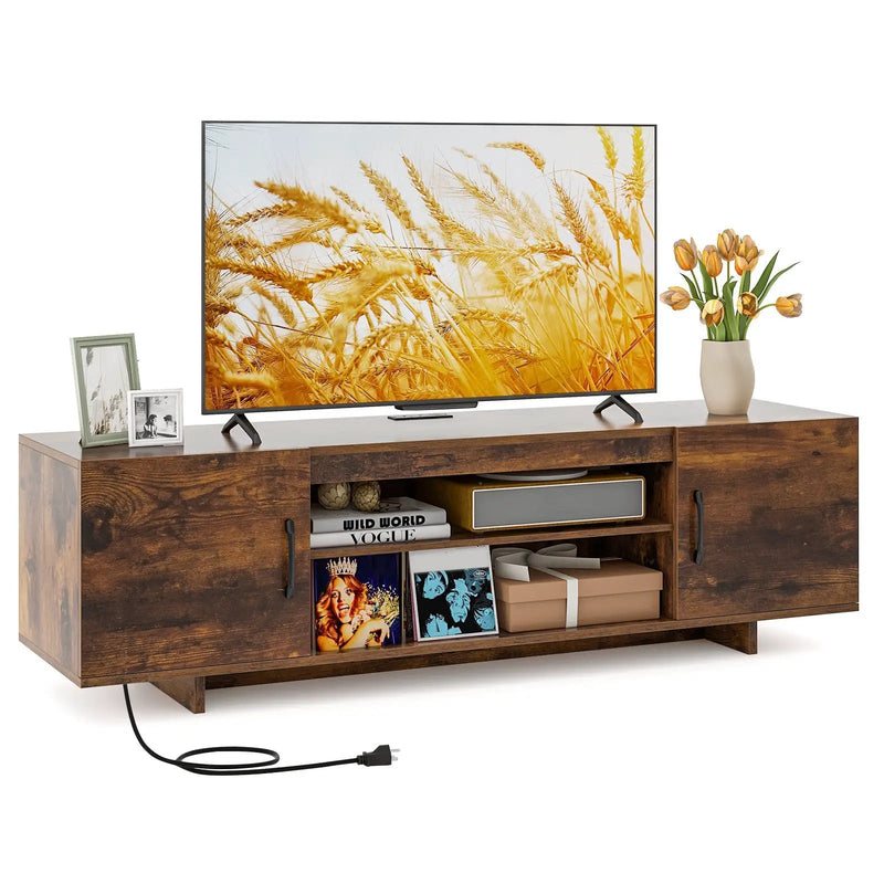 TV Stand with Power Outlet and 2 Cable Holes for 65 Inch TVs by DirectDeals