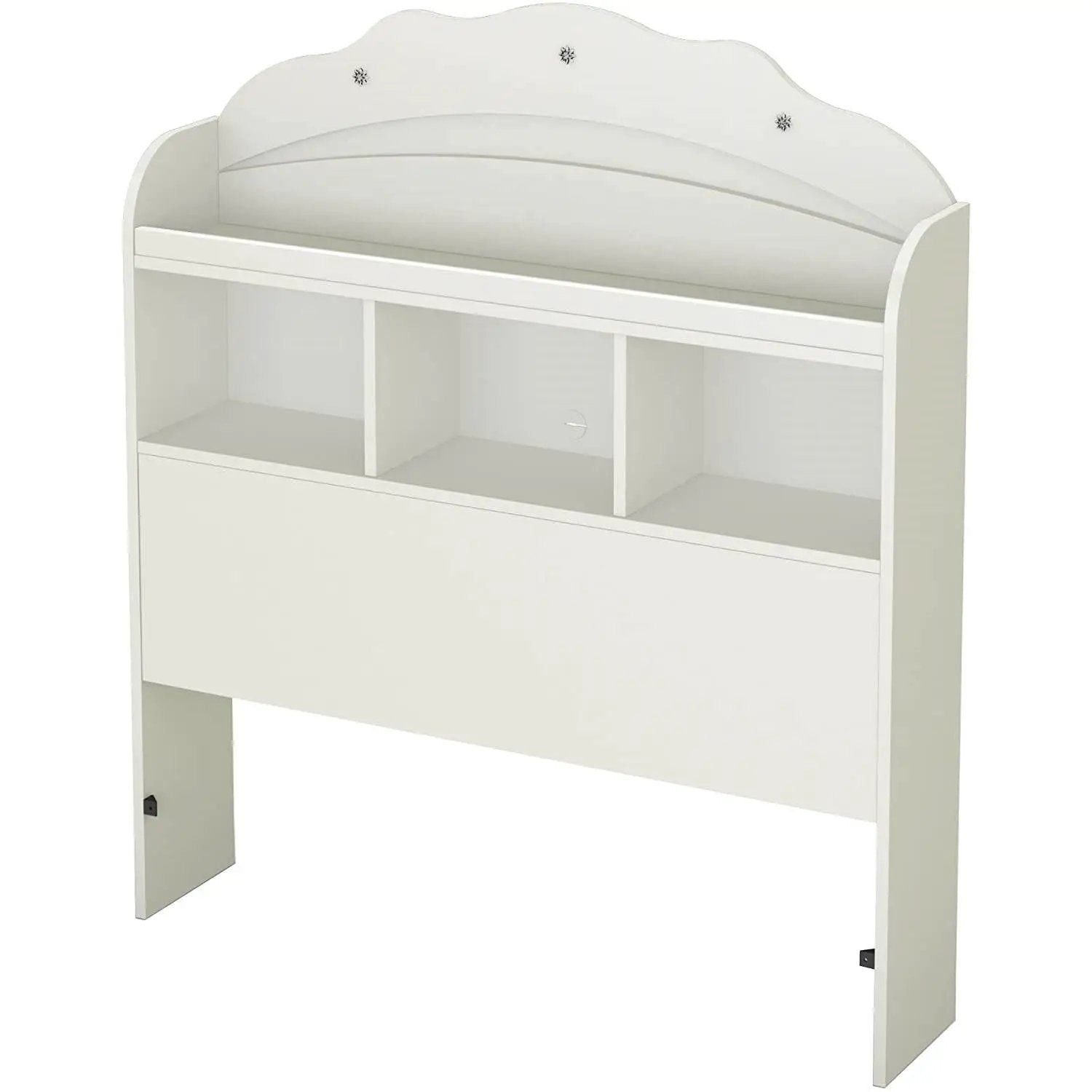 Twin size Bookcase Headboard in White Wood Finish by HomePacific