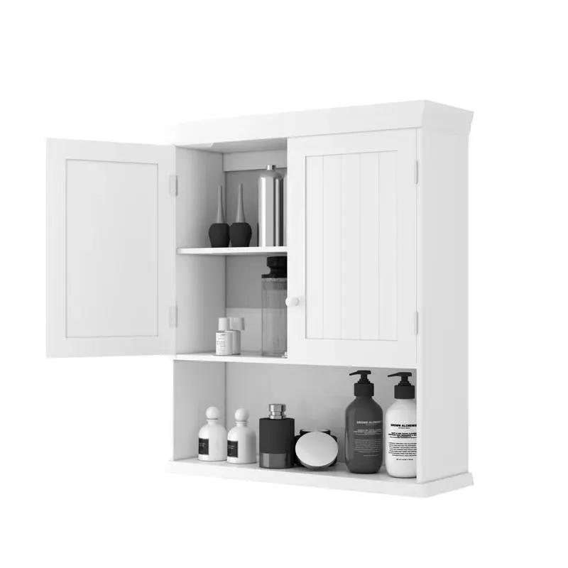 Bathroom Wall Mount Medicine Cabinet with Open Storage Shelf in White by HomePacific