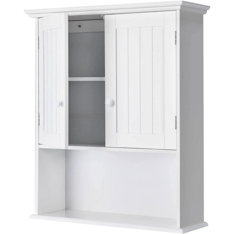 Bathroom Wall Mount Medicine Cabinet with Open Storage Shelf in White by HomePacific