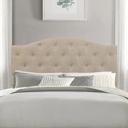 Twin Size Beige Fabric Upholstered Button-Tufted Adjustable Height Headboard by HomePacific