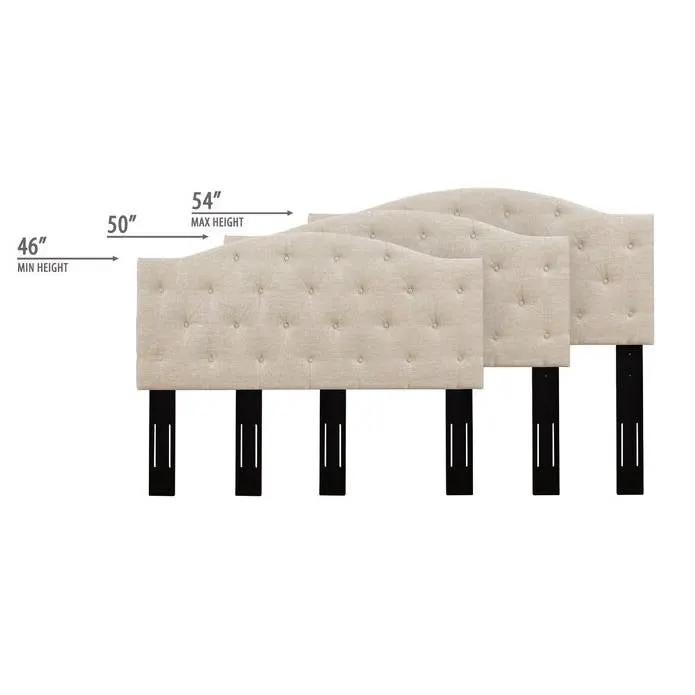 Twin Size Beige Fabric Upholstered Button-Tufted Adjustable Height Headboard by HomePacific
