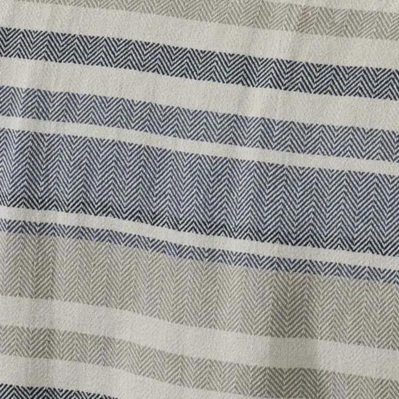 Twin size Navy Blue Tan Cream Chevron Stripe Lightweight Cotton Blanket by HomePacific