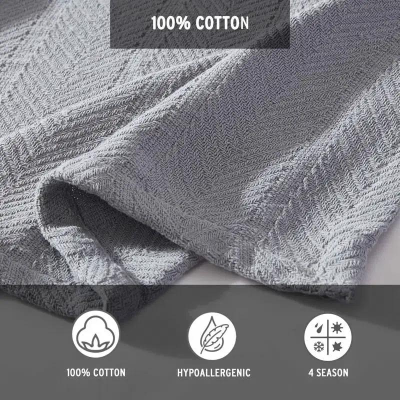 Twin size Cozy Lightweight Grey 100-Percent Cotton Blanket - Machine Washable by HomePacific