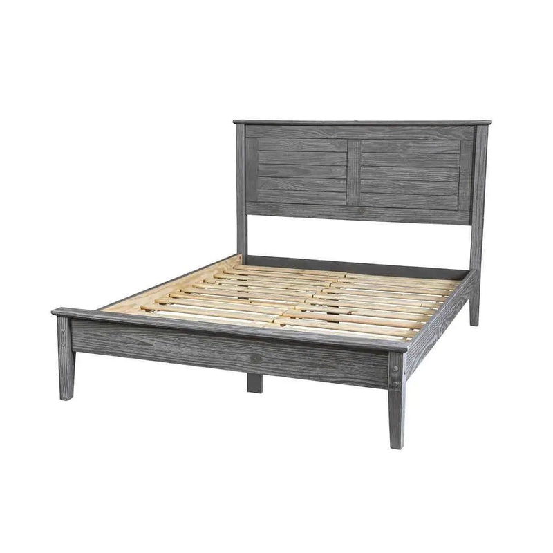 Twin Size Coastal Dorm Farmhouse Solid Pine Wood Platform Bed in Rustic Grey by HomePacific