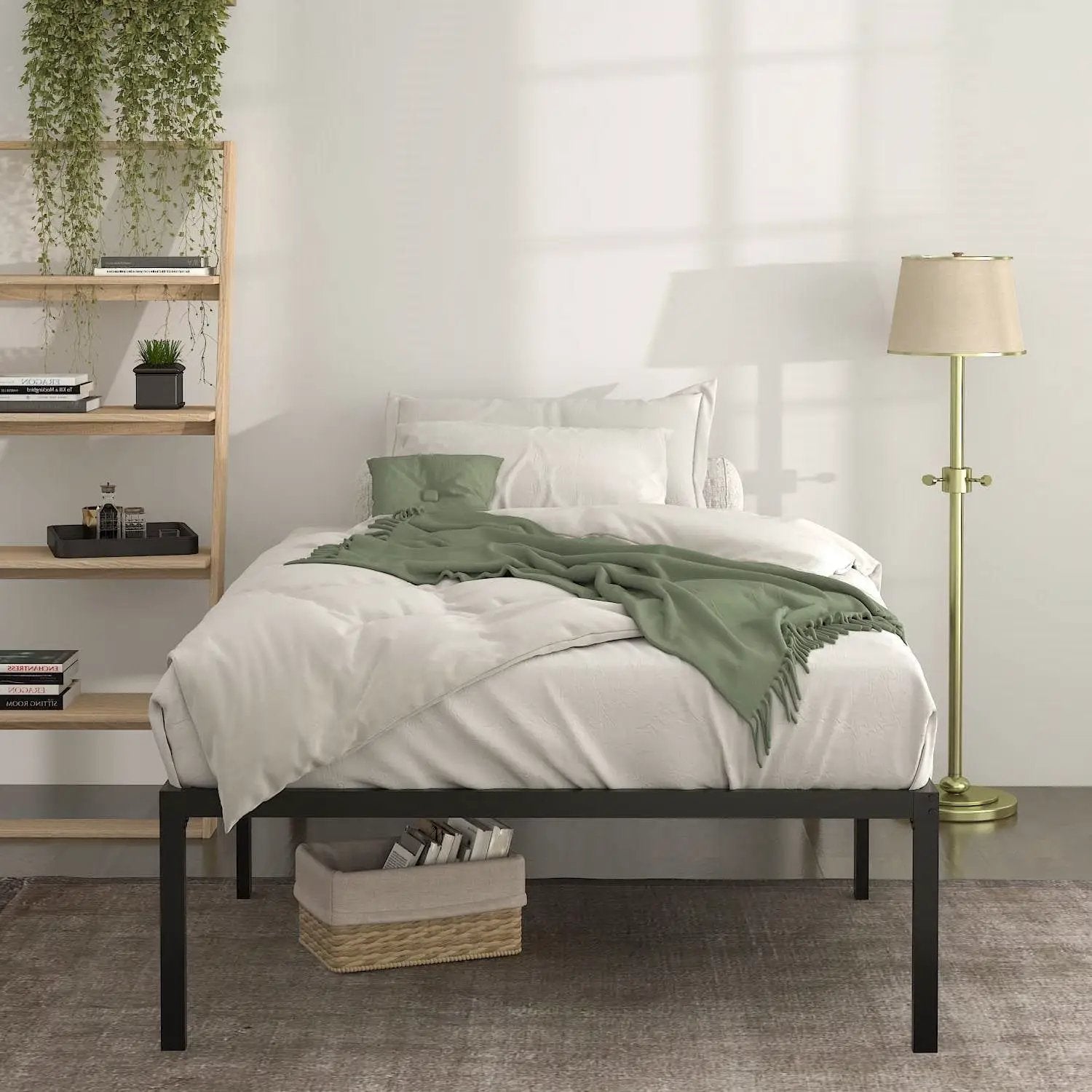 Twin 18-inch High Metal Platform Bed Frame with Under-bed Storage Space by HomePacific