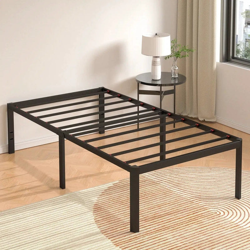 Twin 18-inch Rounded Edge Corners Metal Bed Frame with Under-bed Storage Space by HomePacific