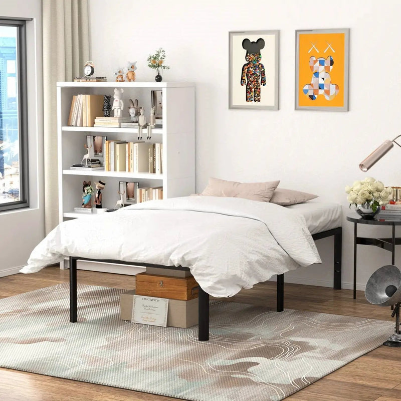 Twin 18-inch Rounded Edge Corners Metal Bed Frame with Under-bed Storage Space by HomePacific