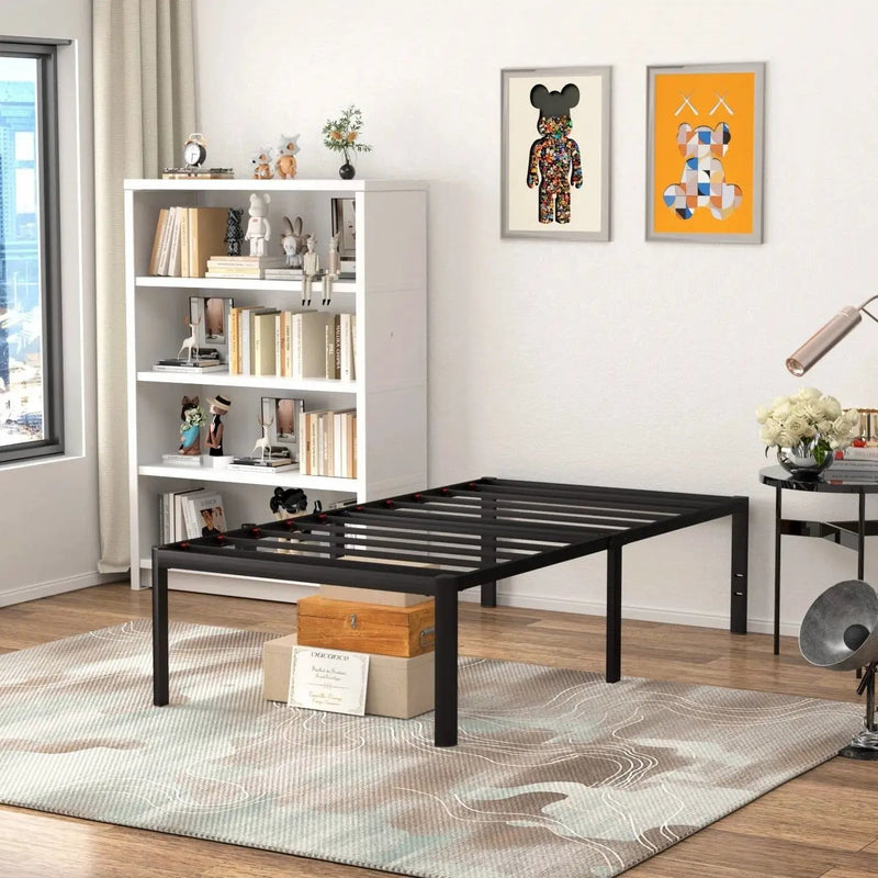 Twin 18-inch Rounded Edge Corners Metal Bed Frame with Under-bed Storage Space by HomePacific