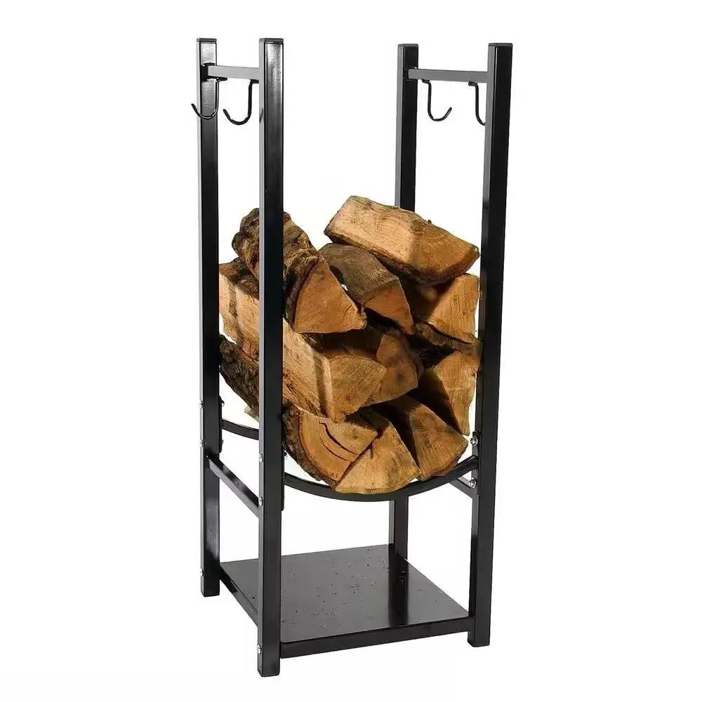 Black Indoor/Outdoor 32-inch Firewood Log Rack by HomePacific