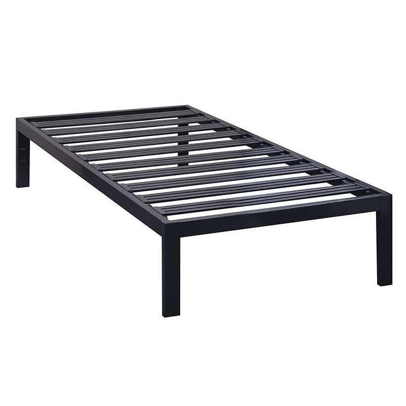 Twin size Sturdy Black Metal Platform Bed Frame with Wide Steel Slats by HomePacific