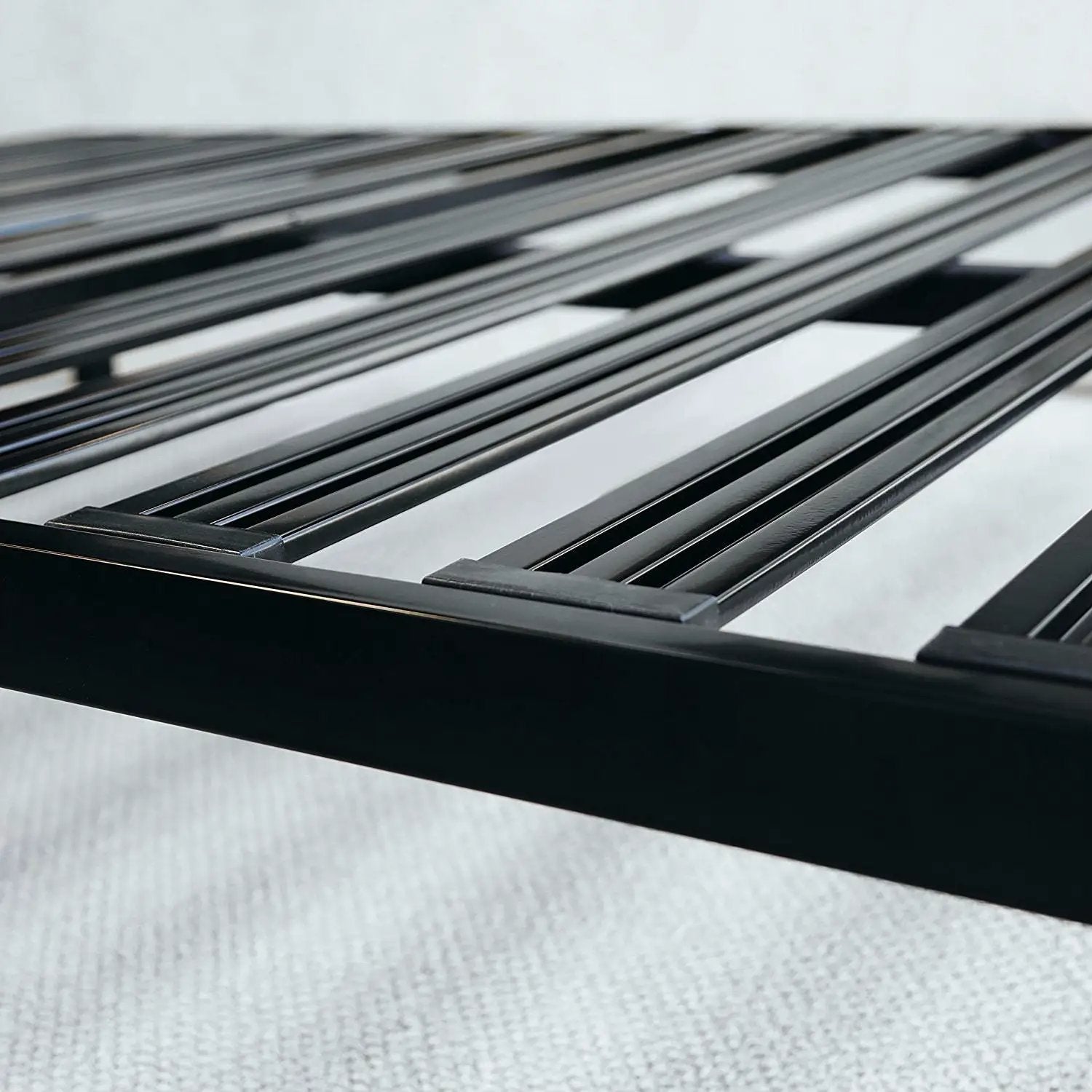 Twin size Sturdy Black Metal Platform Bed Frame with Wide Steel Slats by HomePacific