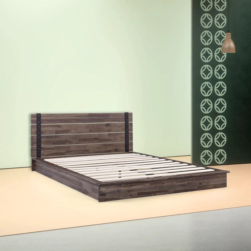 Twin size Farmhouse Wood Industrial Low Profile Platform Bed Frame by HomePacific