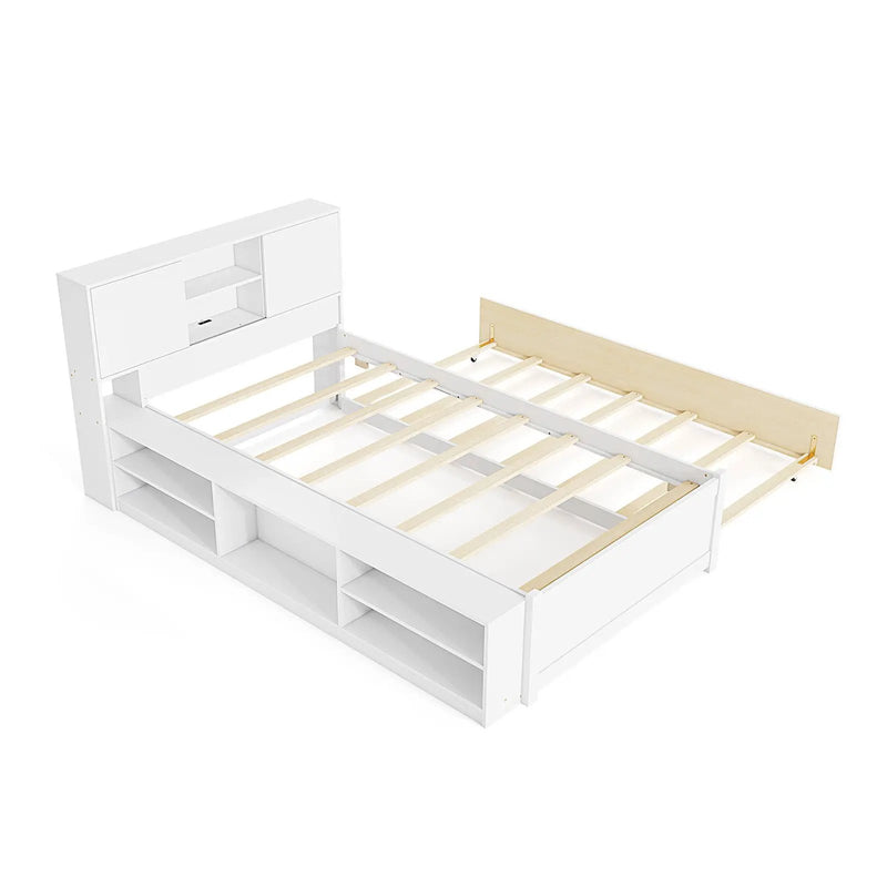 Twin Bed Frame with Trundle and Power Outlets by DirectDeals