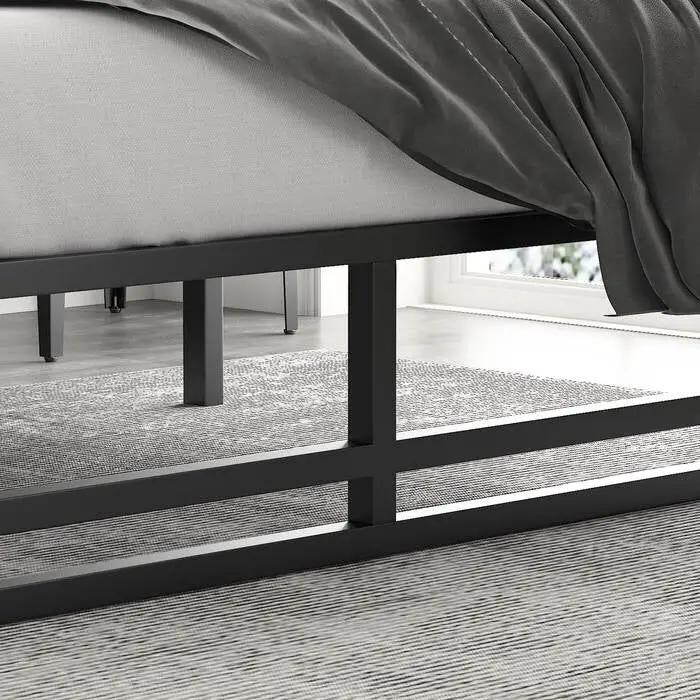 Twin Size Black Metal Platform Bed Frame with Under-Bed Storage Space by HomePacific