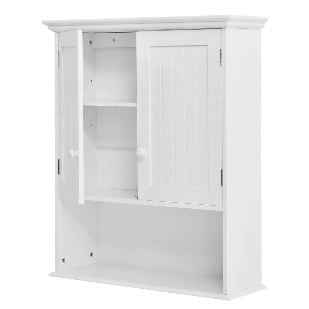 White Wall Mount Bathroom Cabinet with Storage Shelf by HomePacific