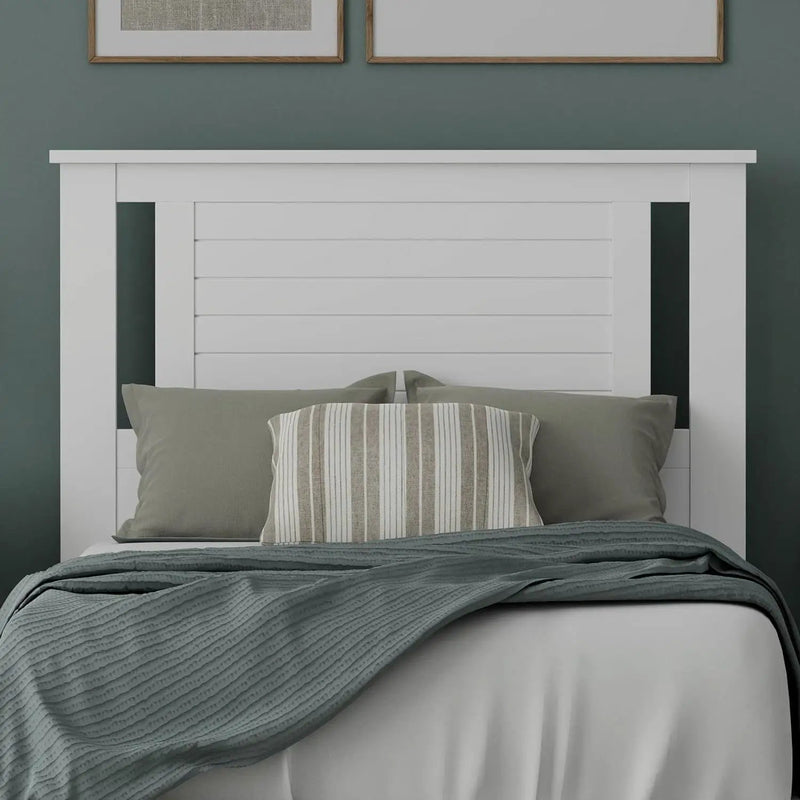 Twin Size Farmhouse Solid Wood Slatted Headboard in White Finish by HomePacific