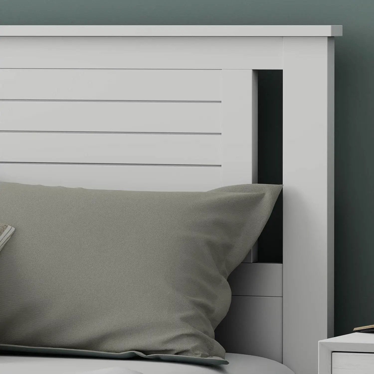 Twin Size Farmhouse Solid Wood Slatted Headboard in White Finish by HomePacific