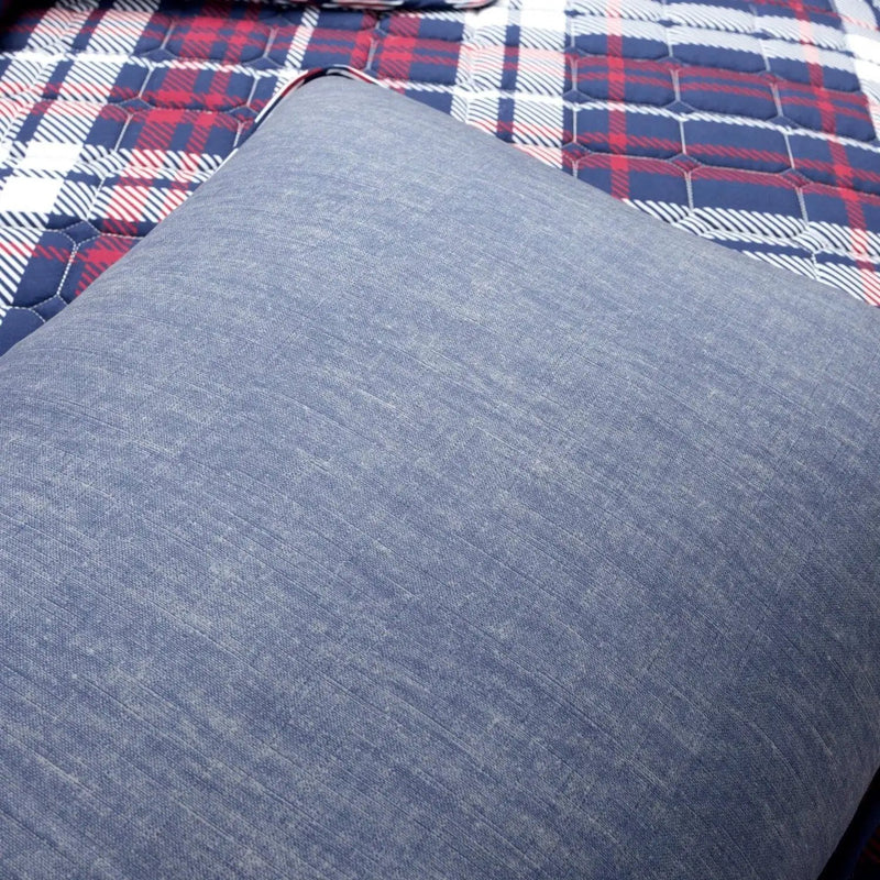 Twin/XL Farmhouse Plaid 2 Piece Lightweight Reversible Quilt Set by HomePacific