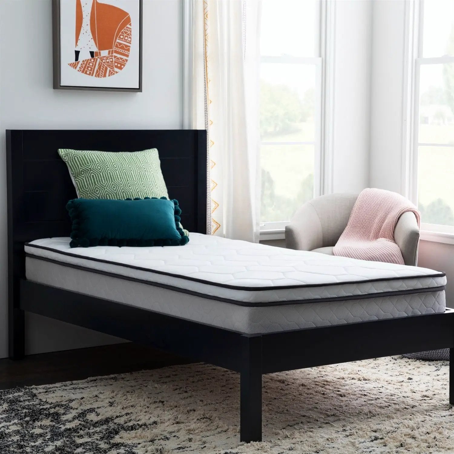 Twin size 8-inch Plush Memory Foam Innerspring Hybrid Mattress by HomePacific