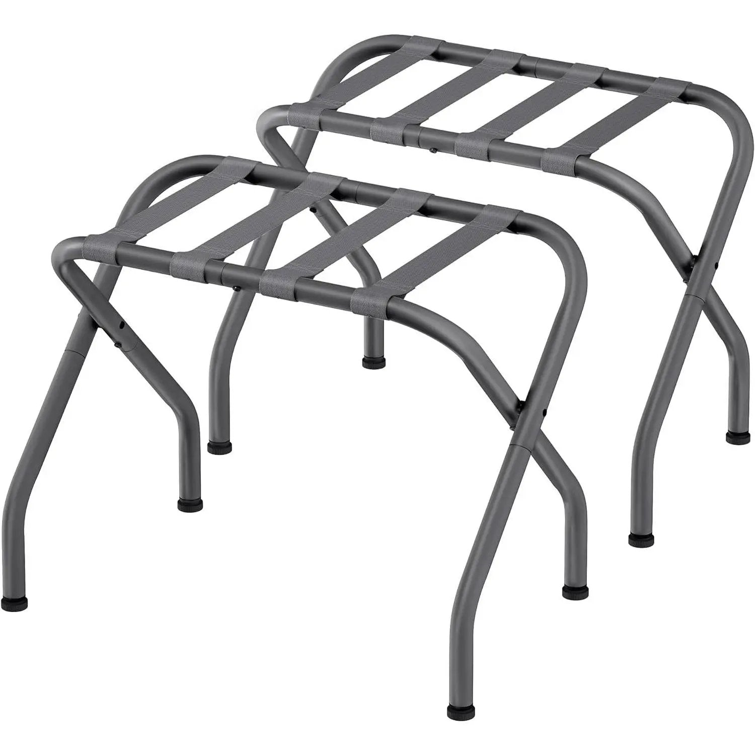 Set of 2 - Sturdy Grey Metal Folding Luggage Rack by HomePacific