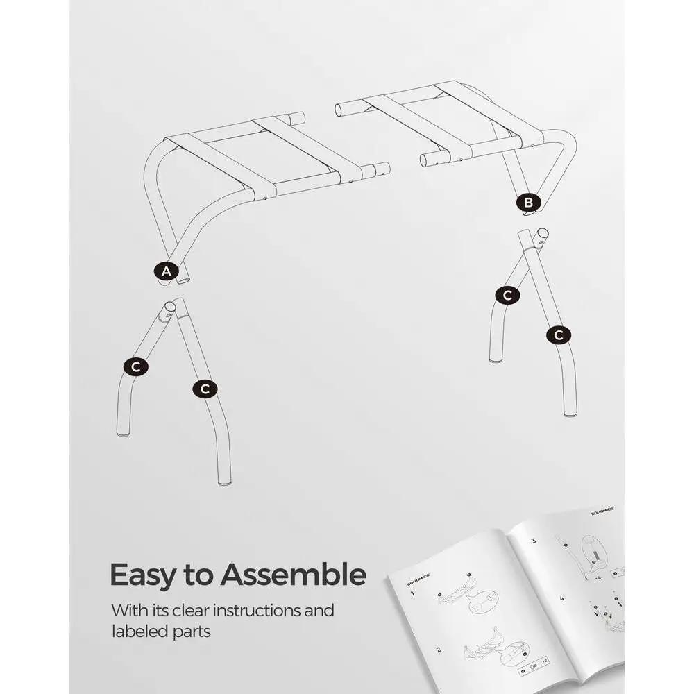 Set of 2 - Sturdy Grey Metal Folding Luggage Rack by HomePacific