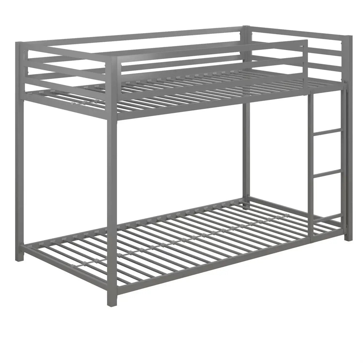Twin over Twin size Modern Low Height Silver Grey Metal Bunk Bed by HomePacific