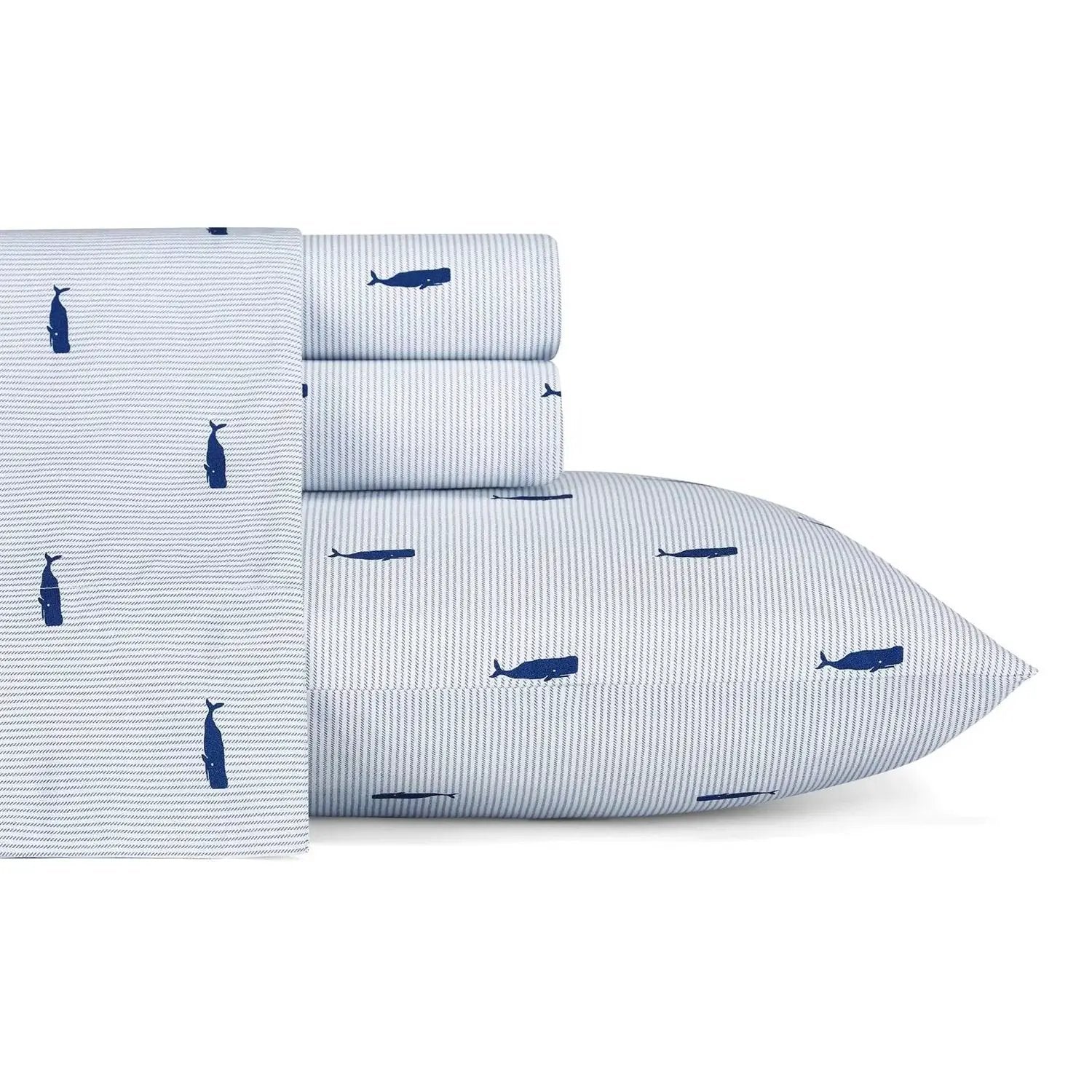 Twin size Coastal Beach 100-Percent Cotton Navy Blue White Stripe Sheet Set by HomePacific