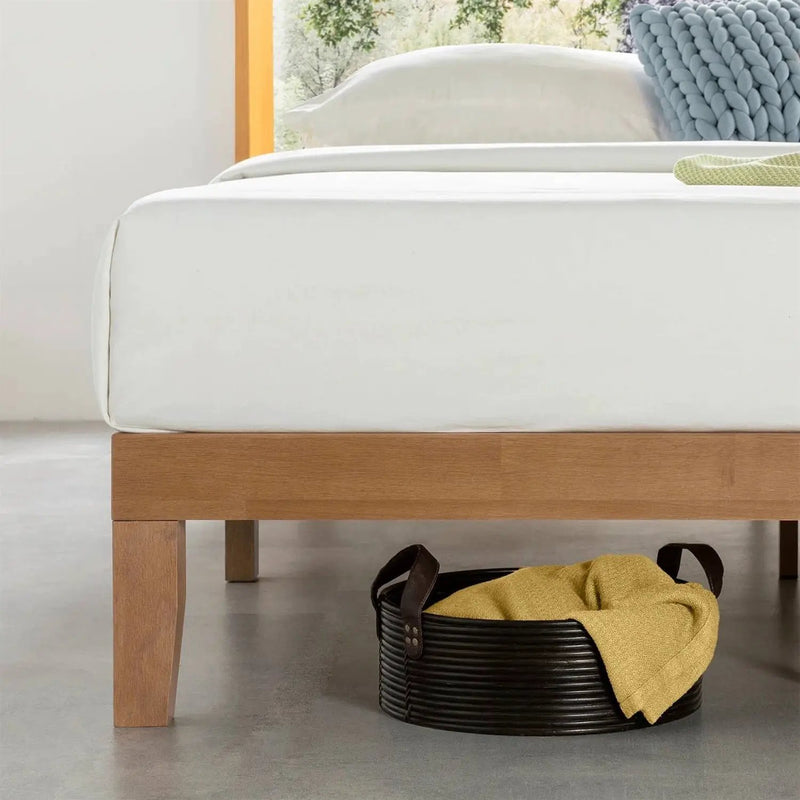 Twin size Solid Wood Platform Bed Frame in Natural Wooden Finish by HomePacific
