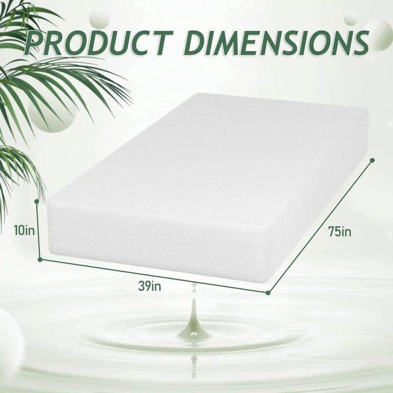 Twin size 10-inch Thick Medium Firm Cool Gel Memory Foam Mattress by HomePacific