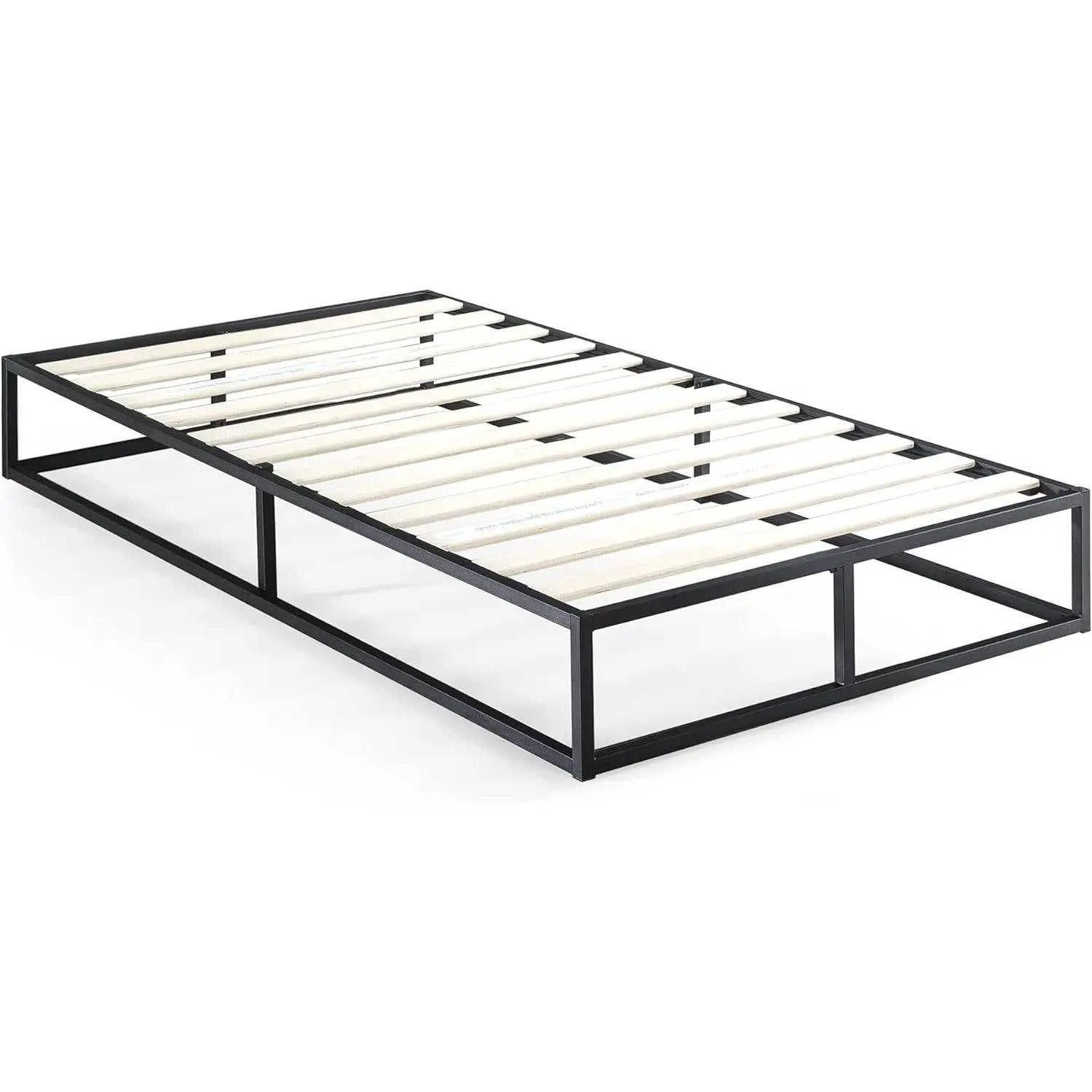 Twin size 10-inch Low Profile Modern Metal Wood Slat Platform Bed Frame by HomePacific