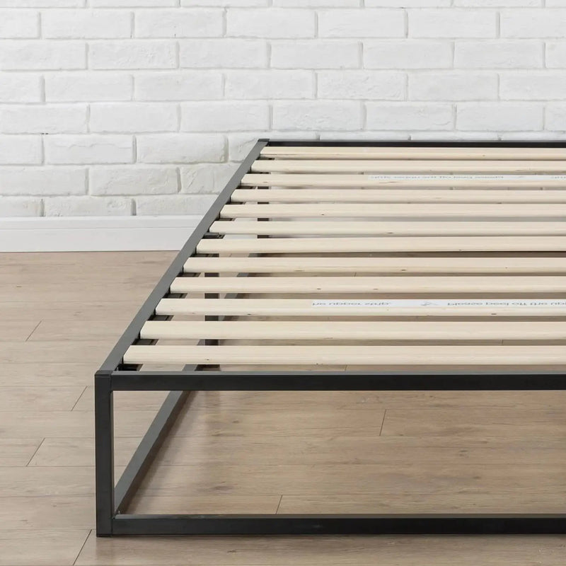 Twin size 10-inch Low Profile Modern Metal Wood Slat Platform Bed Frame by HomePacific