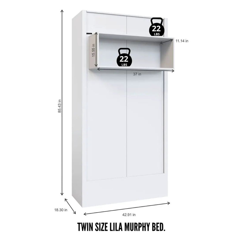Easy-Lift Twin Murphy Wall Bed in Black with Shelf by Sharicks
