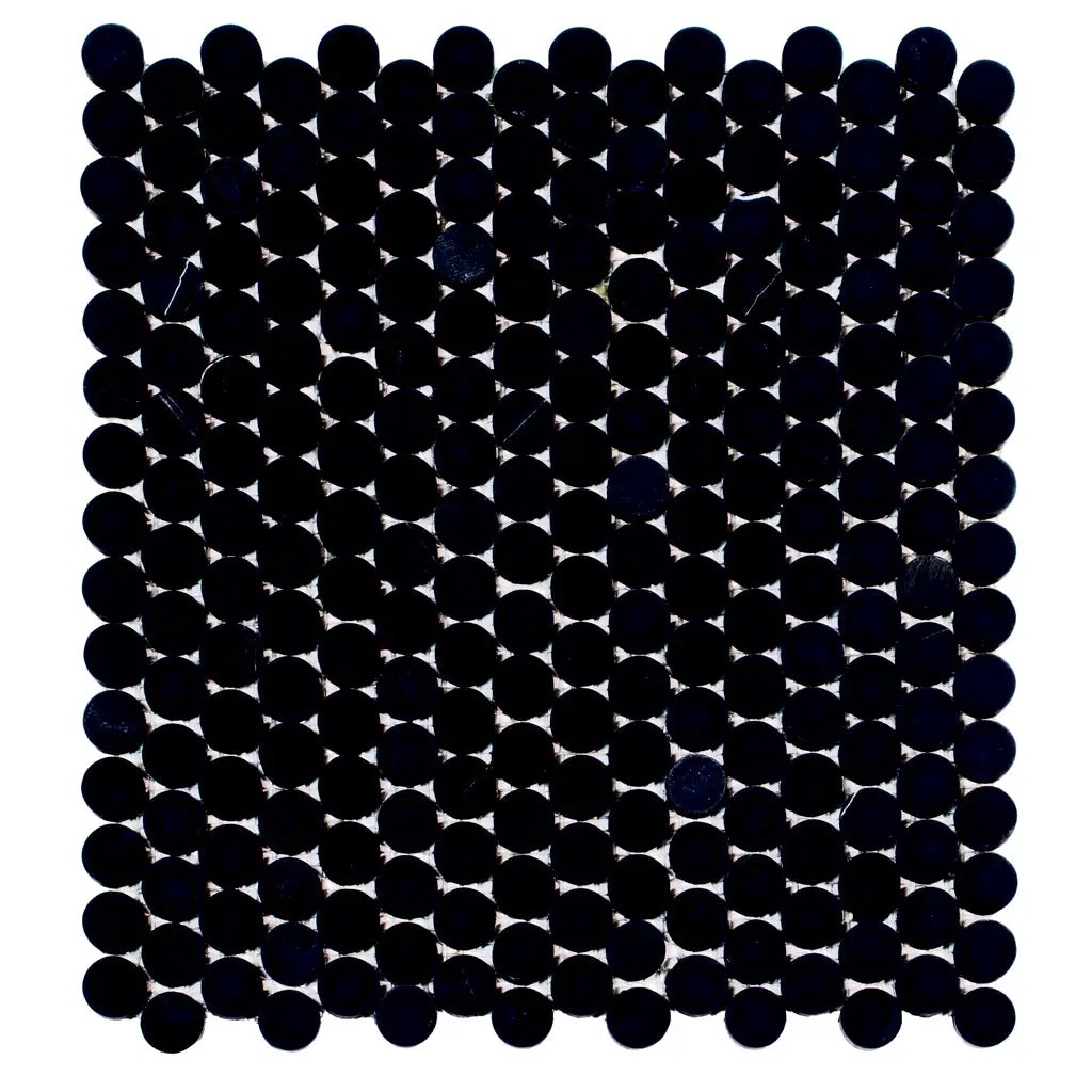 Eastern Black 11x12 Tumbled Penny Round Marble Mosaic Tile (5 pack, 4.83 sq ft/case) by Apollo Tile