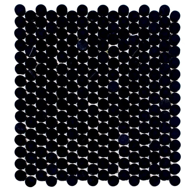 Eastern Black 11x12 Tumbled Penny Round Marble Mosaic Tile (5 pack, 4.83 sq ft/case) by Apollo Tile