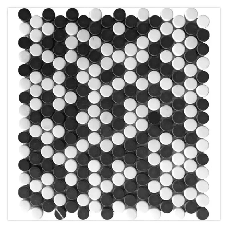Eastern Black and White 11x12 Tumbled Penny Round Marble Mosaic Tile (5 pack, 4.83 sq ft/case) by Apollo Tile