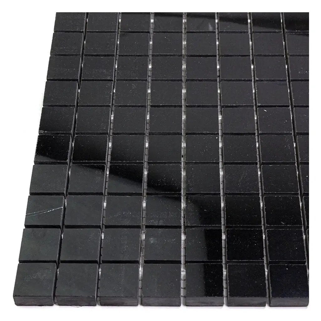 Eastern Black 12x12 Polished Square Marble Mosaic Tile (5 pack, 5 sq ft/case) by Apollo Tile