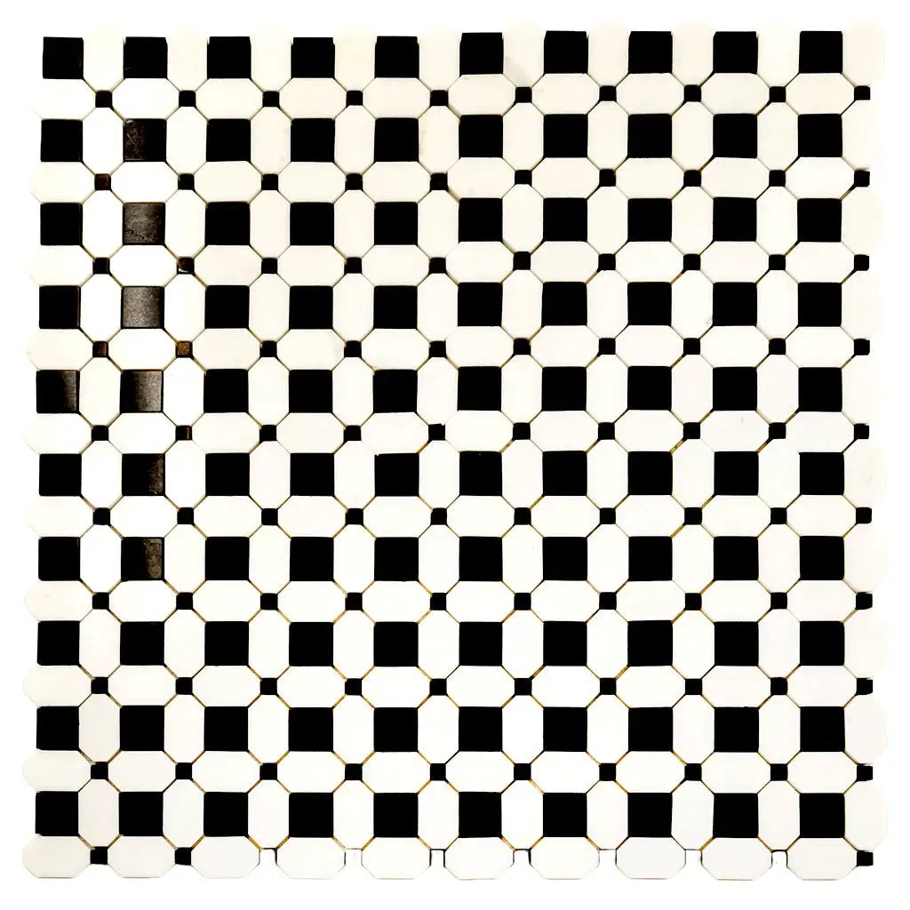 Eastern Black Thassos White 12x12 Polished Octagon Marble Mosaic Tile (5 pack, 5.08 sq ft/case) by Apollo Tile