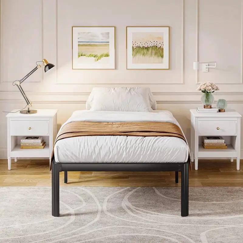 Twin XL Heavy Duty Metal Bed Frame Platform with Round Edge Legs by HomePacific