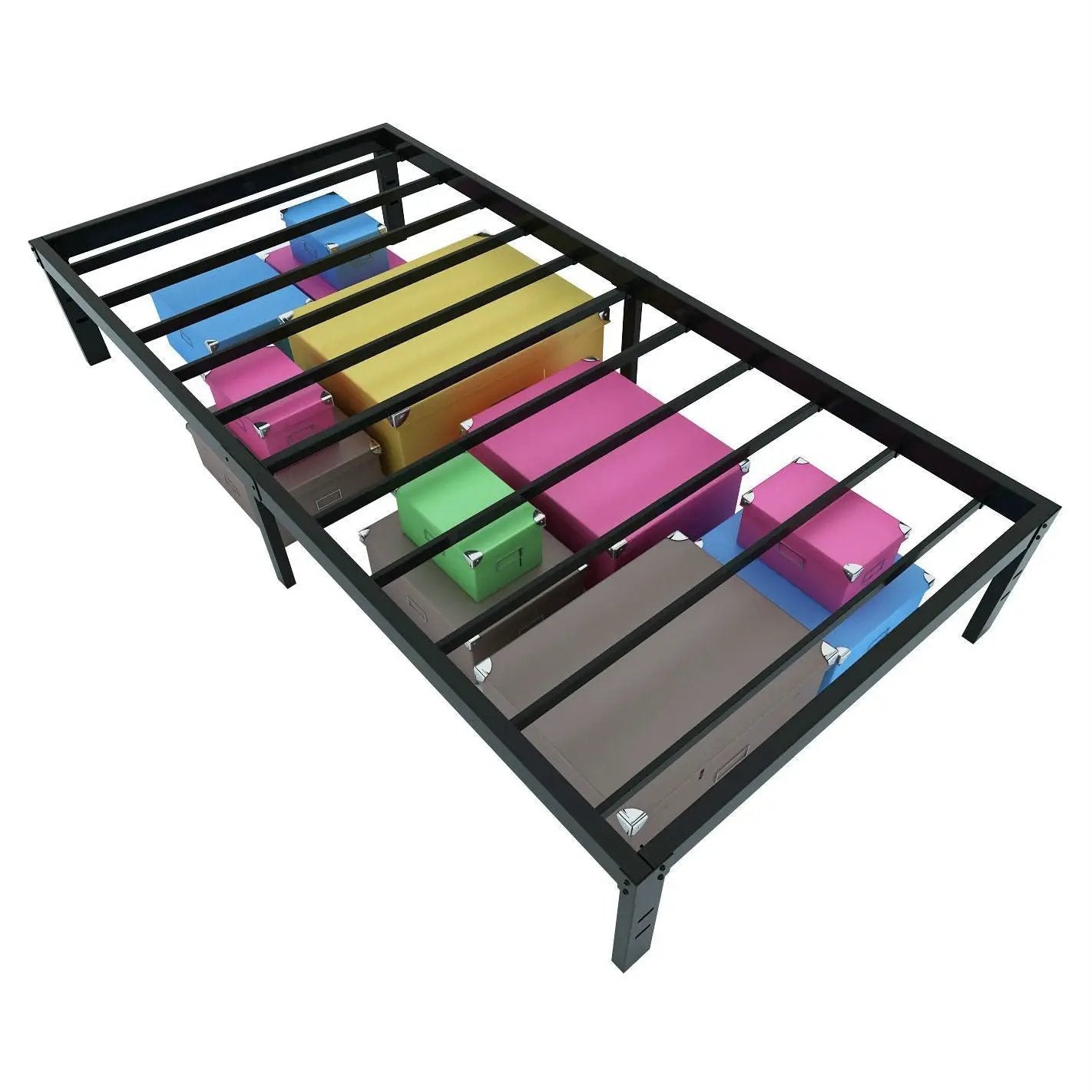 Twin XL College Dorm Heavy Duty Black Metal Platform Bed Frame by HomePacific