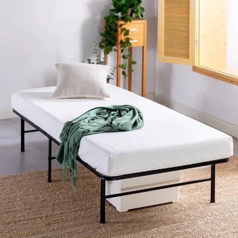Twin XL size Metal Bed Frame with Bamboo Wood Slats by HomePacific