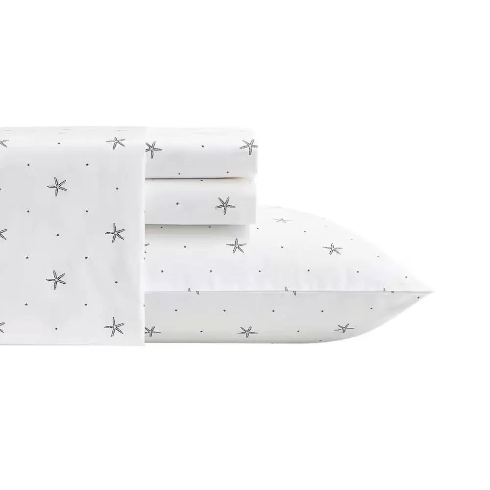 Twin XL Coastal Beach Starfish White Navy Red 100-Percent Cotton Sheet Set by HomePacific